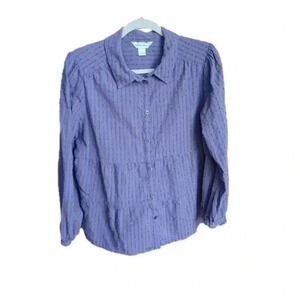 Christopher and Banks tiered cotton button front shirt size XL